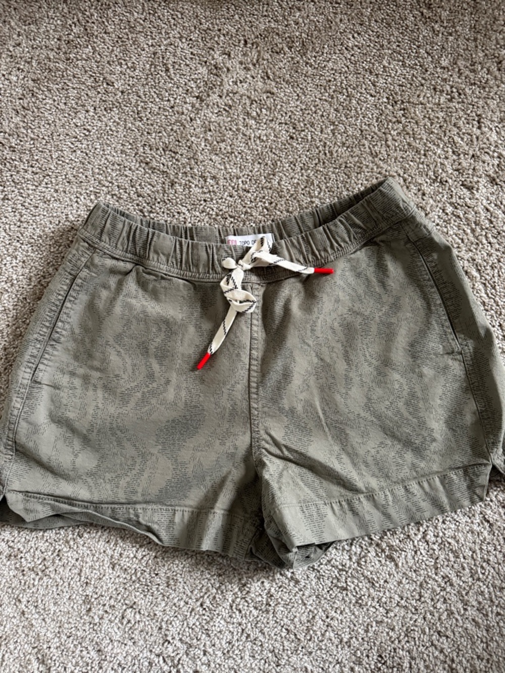Topo Designs Dirt shorts Olive Green Drawstring Athletic Shorts